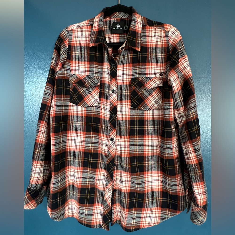 Volcom Orange Plaid Flannel